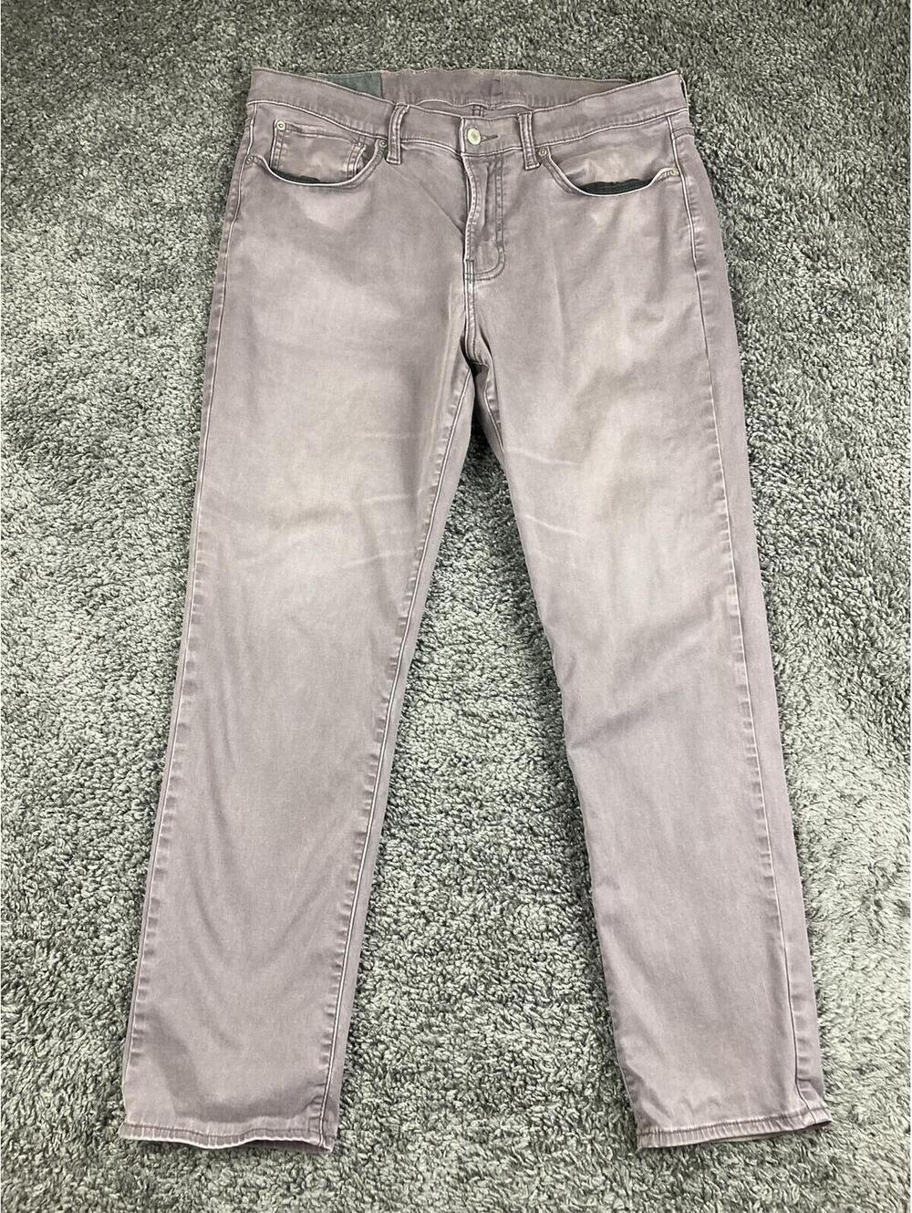 Lucky Brand 121 Slim Straight Pants Mens Grey Lavender Washed Twill Soft 34x30